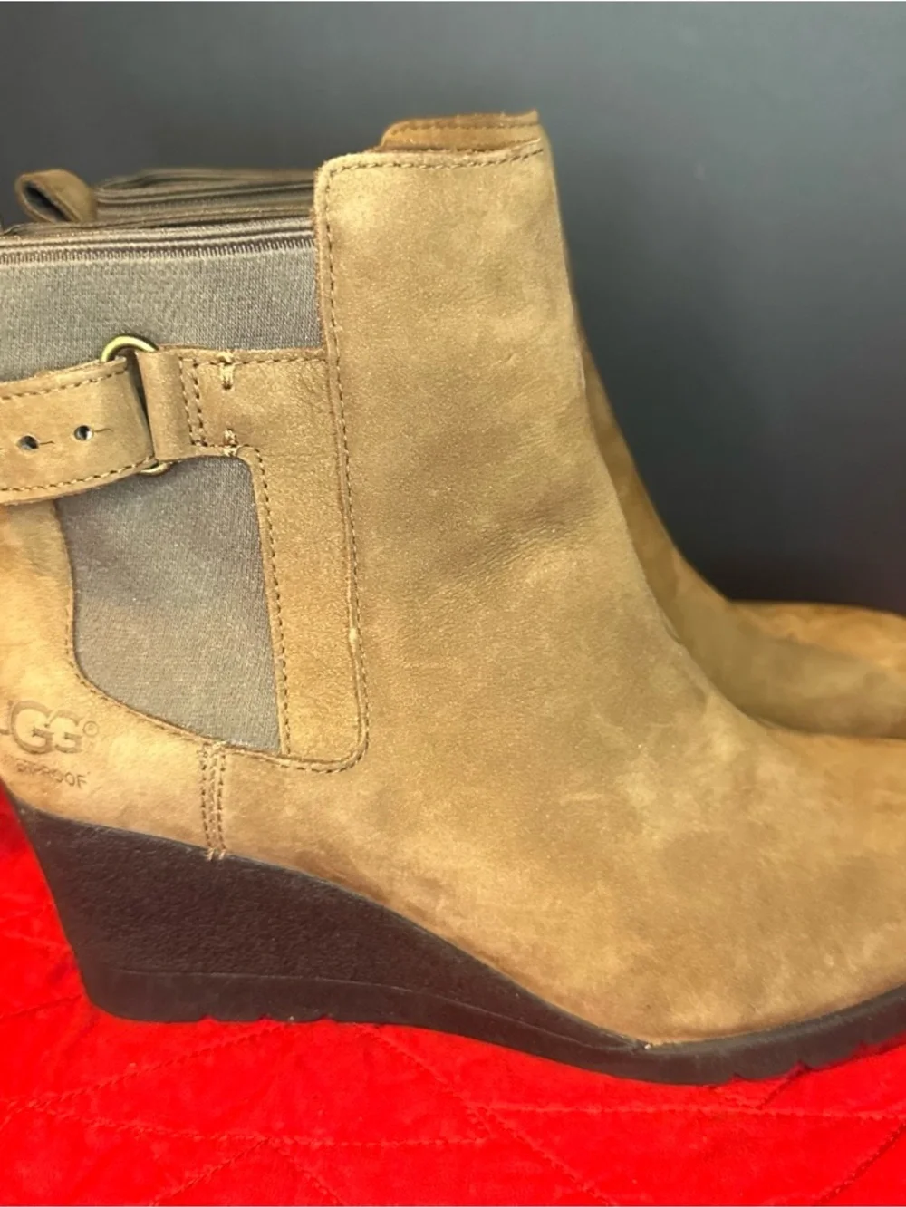 UGG Women's Indra waterproof Brown Wedge Ankle Booties